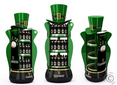 Ginnesning karton pivo displeyi